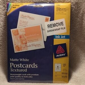 Avery  #8387  Matte White 120 Postcards Card Size 5-1/2" x 4-1/4"